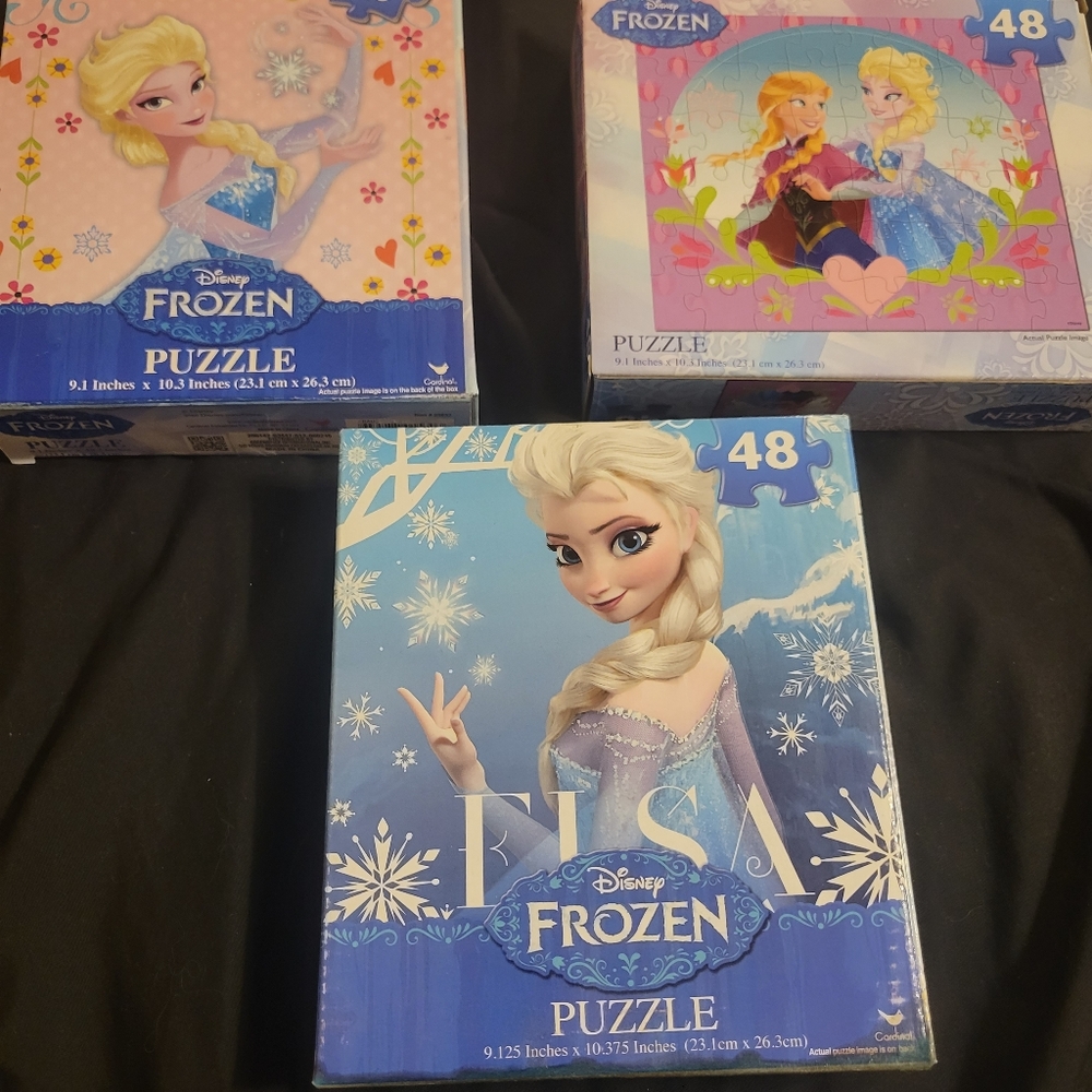 Lot of 3 Disney Frozen 48 Pc Puzzle  9.1"x10.3"